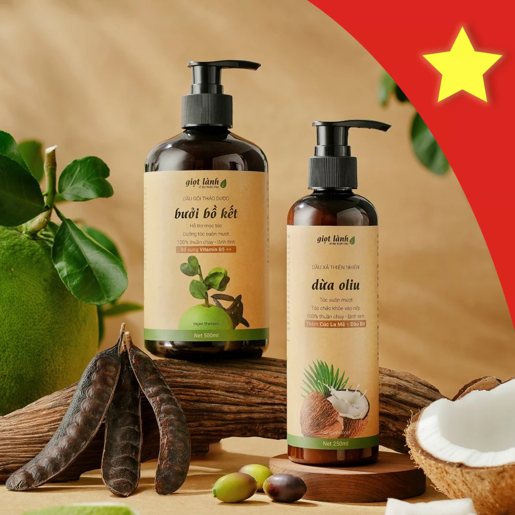 Bộ gội xả thảo dược hỗ trợ kích mọc tóc thuần chay Giọt Lành | BigBuy360 - bigbuy360.vn