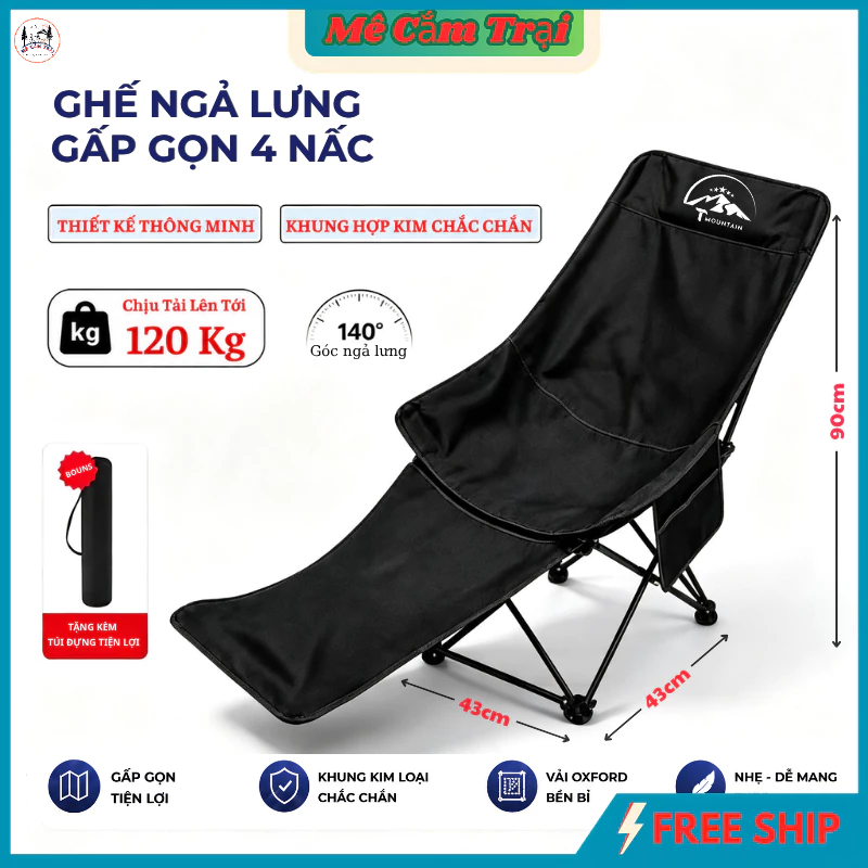 ghế gấp gọn, ghế xếp gọn camping lưng cao cải tiến đi du lịch cắm trại thương hiệu cao cấp TMOUNTAIN