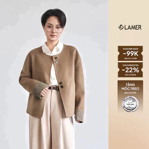 Áo Dạ Lông Cừu LAMER Dáng Suông Áo Dạ Khâu Tay Cao Cấp V65W25T021