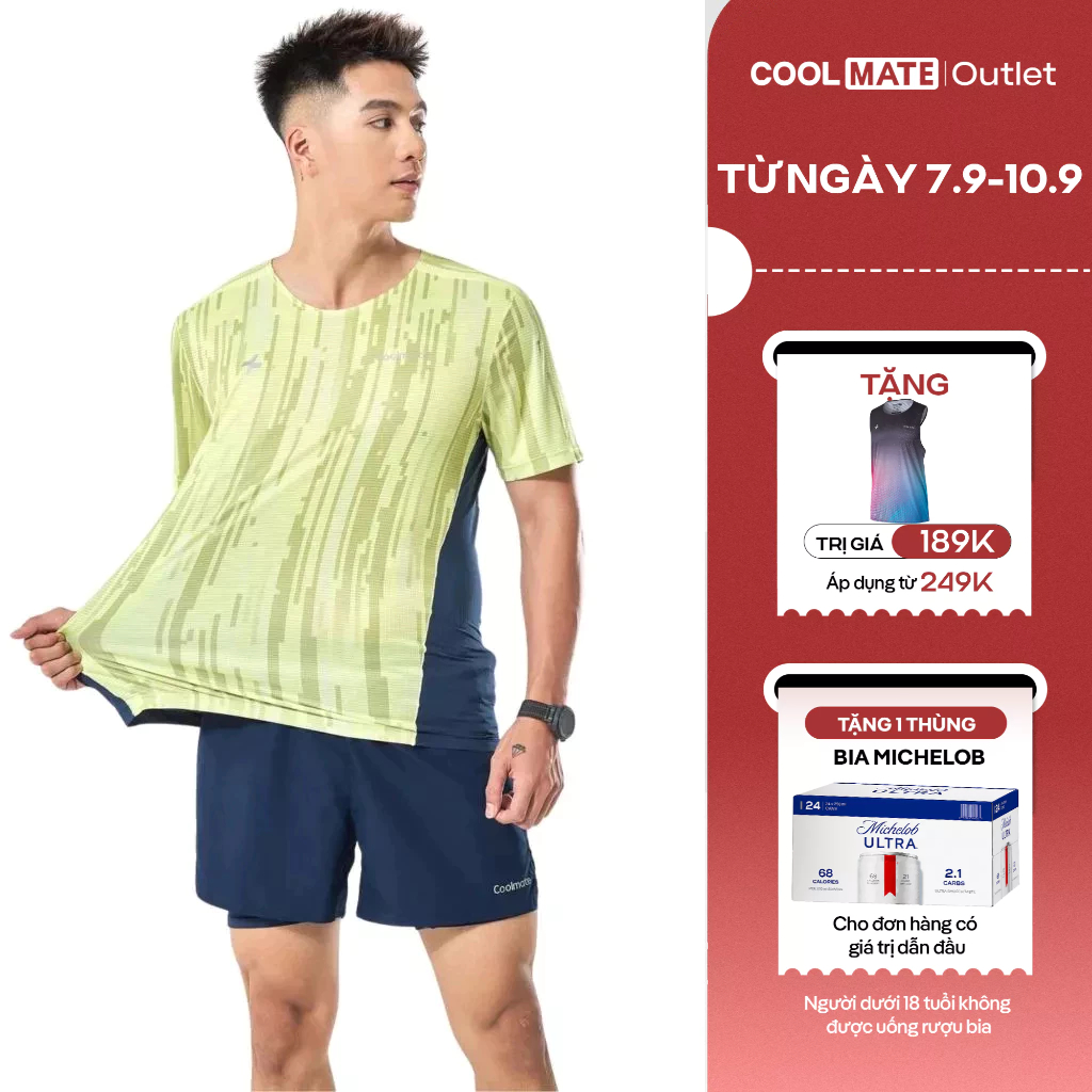 [Tặng 1 áo đơn từ 249k] Áo thun nam Coolmate chạy bộ Advanced Vent Tech Graphic Pixel