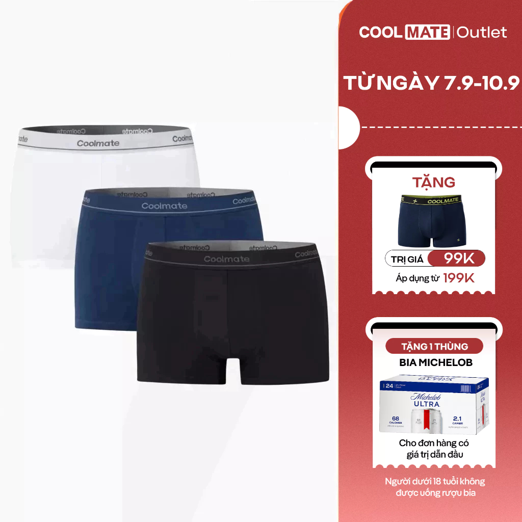 [Coolmáte Ngày Hè] Combo 3 Quần Lót Nam Trunk Cotton Stretch Coolmate hạn chế bí bức