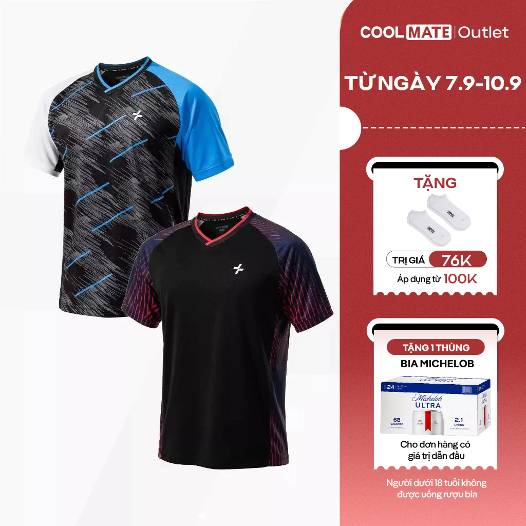 [Tặng combo 2 đôi tất] Combo 2 Áo Thun Nam Thể Thao Cầu Lông Racquet Sport Graphic Thoáng Khí -Coolmate