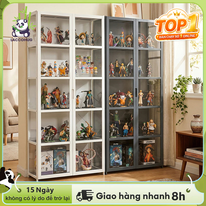 Tủ Trưng Bày Bằng Tre Cao Cấp 2 Cửa Nhiều Tầng 3 Mặt Kính Trong Suốt Lý Tưởng Trưng Bày Mô Hình