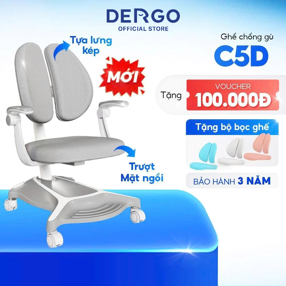 [Voucher 100K] Ghế Chống Gù DERGO LEO C5D Cao Cấp Ngồi Học Chuẩn Tư Thế