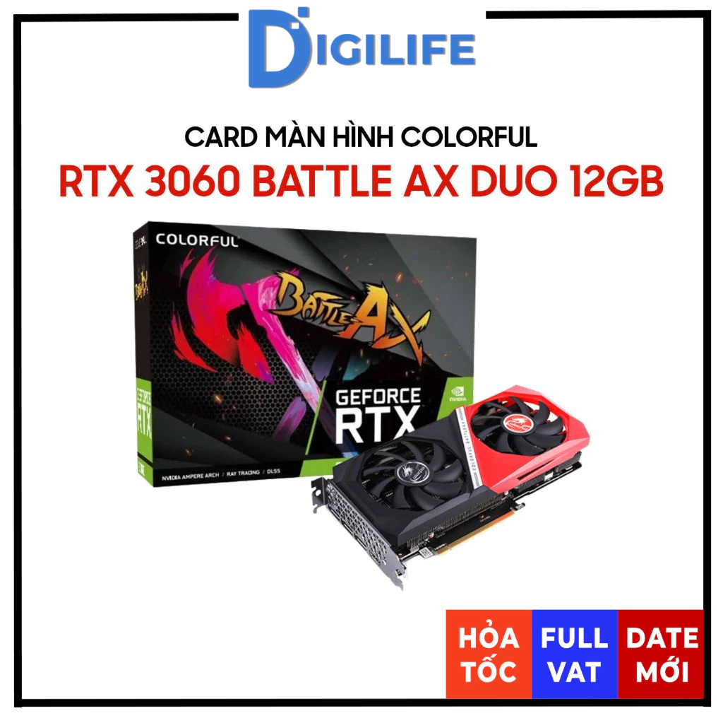 Card màn hình Colorful GeForce RTX 3060 Battle AX DUO 12GB GDDR6 V2-V - CHÍNH HÃNG