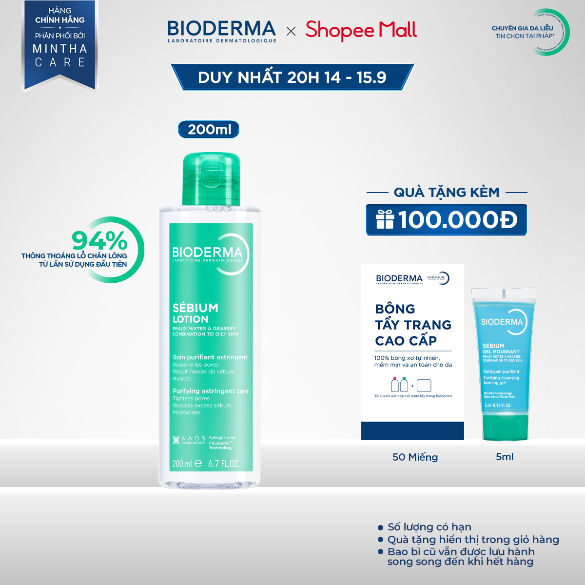 Dung dịch cân bằng da Bioderma Sebium Lotion - 200ml