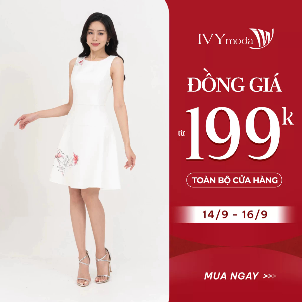 Isabella Dress - Đầm xòe dệt burn out nữ IVY moda MS 41M8700