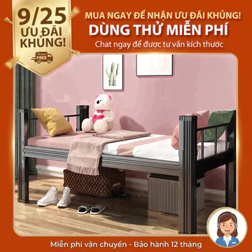 WOOD Giường sắt 1 tầng 2m/0.9m dày chắc chắn cho sinh viên ký túc xá bệnh viện dễ lắp ráp bền đẹp