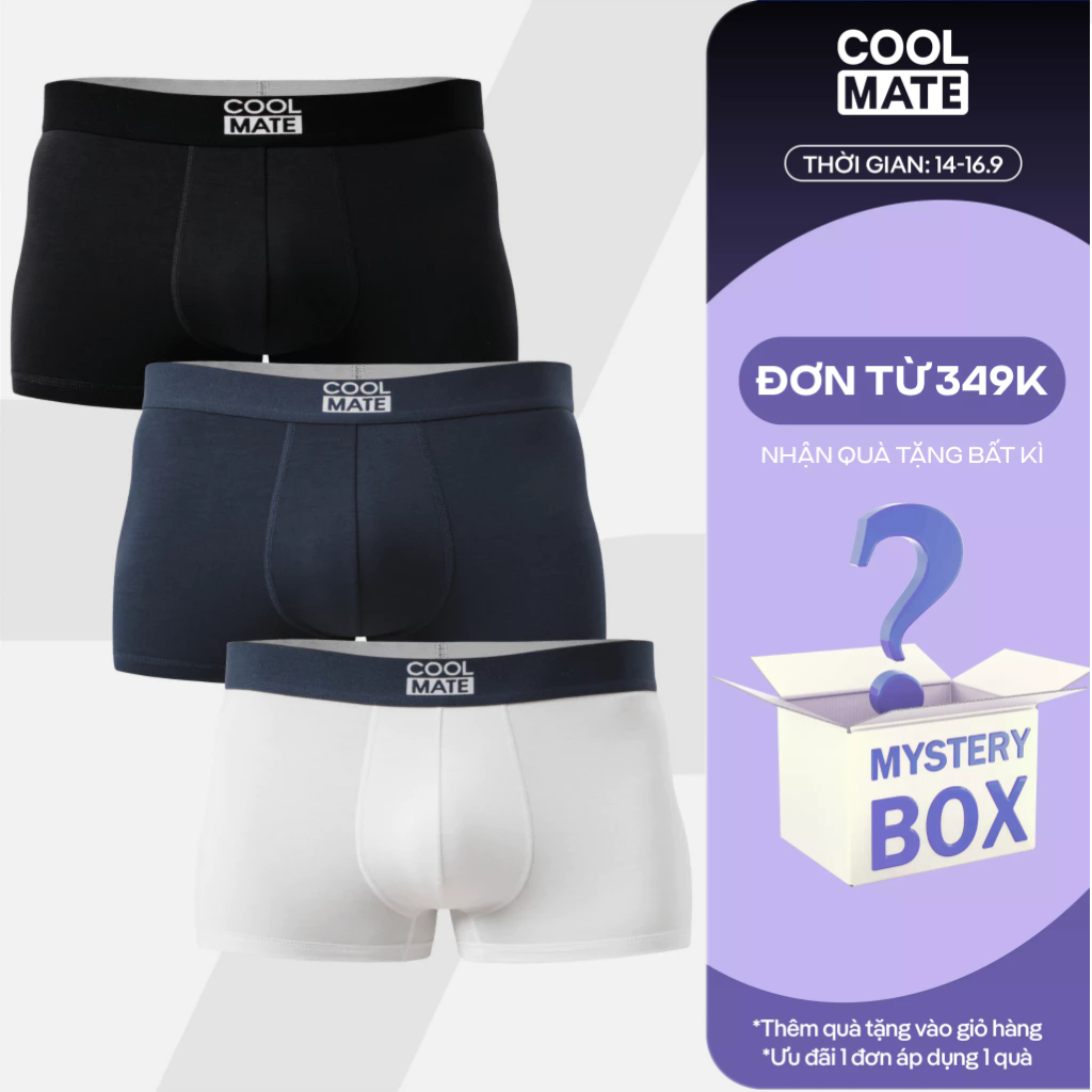 [TẶNG QUÀ ĐƠN 349K]Combo 3 quần lót nam dáng Trunk Bamboo mềm mại, kháng khuẩn, thấm hút tốt Coolmate