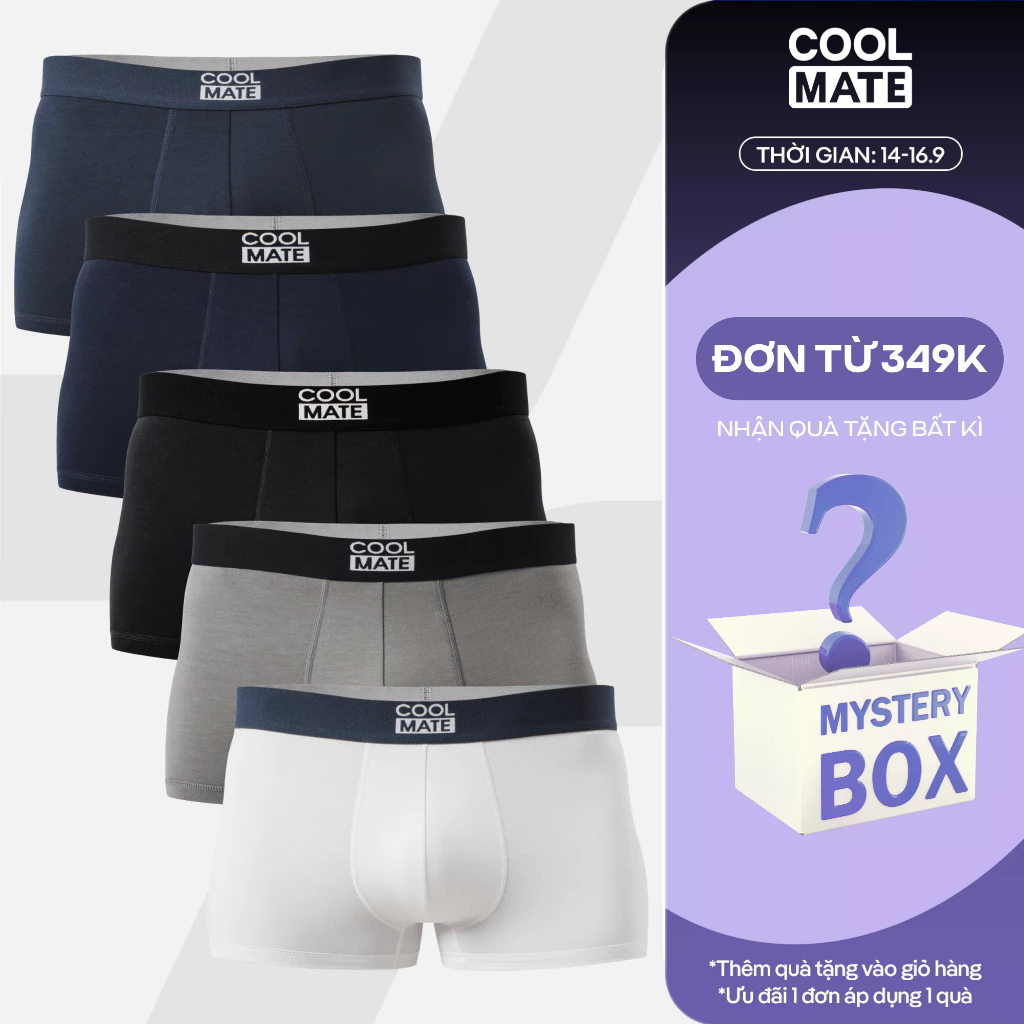 [TẶNG QUÀ ĐƠN 349K]Combo 5 quần lót sịp nam Trunk Bamboo, Lenzing Modal, Airmesh mềm mại, kháng khuẩn, khử mùi Coolmate