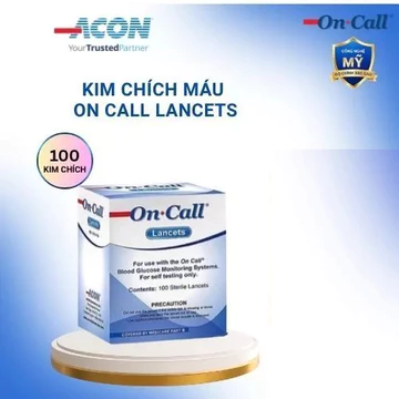 Hộp 100 Kim Lấy Máu On-Call Lancets ACON - Kim Chích Máu Tiệt Trùng Đo Đường Huyết Chính Hãng