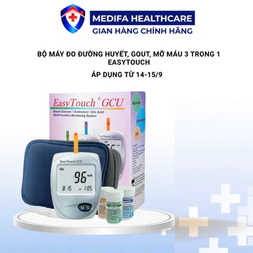 Bộ Máy Đo Đường Huyết, Gout, Mỡ Máu 3 Trong 1 EasyTouch ET322 Rossmax Kèm 25 que đường, 25 que gout, 5 que mỡ