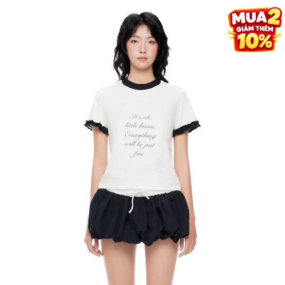 CARA Áo babytee nữ Jery tay ngắn phối viền nổi cá tính
