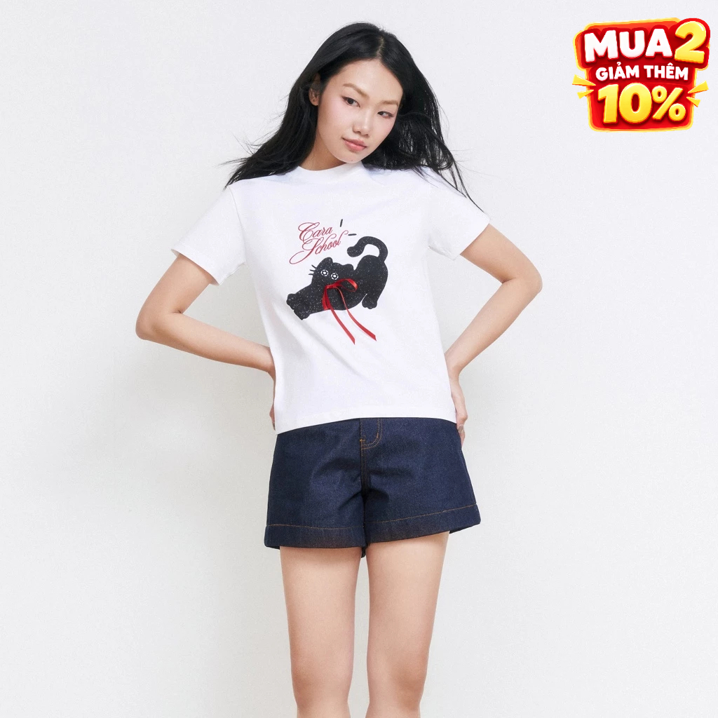 CARA Áo babytee nữ Maro in hình mèo dễ thương năng động
