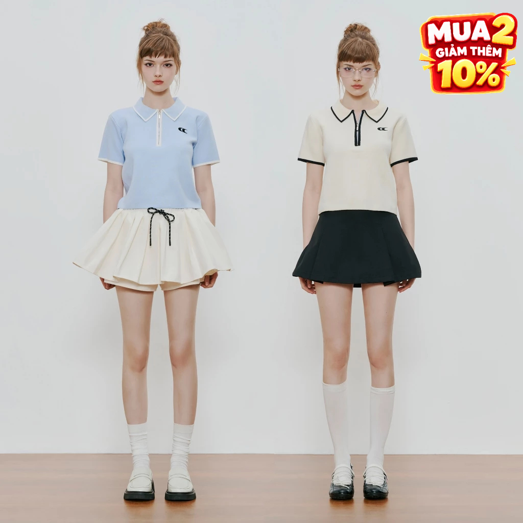 CARA Áo polo croptop nữ Pure tay ngắn form vừa người đơn giản