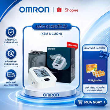 Máy Đo Huyết Áp Omron EZ Power (HEM-7183-C) Tặng Adapter, Chỉ Báo Huyết Áp Cao & Xu Hướng Huyết Áp