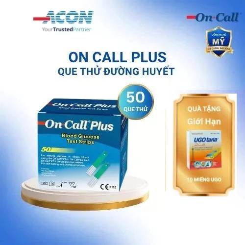 Hộp 50 Que Thử Đường Huyết On Call Plus, Gồm 2 Lọ Mỗi Lọ 25 Que Thử