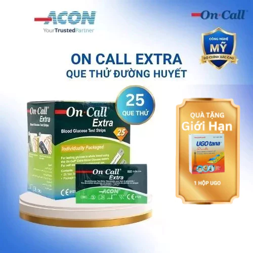 Máy Đo Đường Huyết On Call Extra Kèm Hộp 25 Que Thử - Máy Đo Tiểu Đường Cá Nhân Bảo Hành Trọn Đời