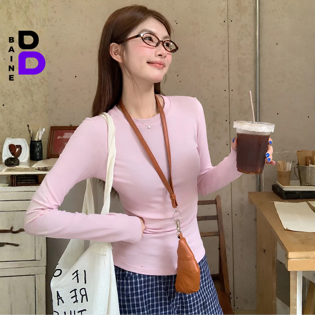 [MÀU MỚI] Áo Thun Nữ Tay Dài Cổ Tròn Ôm Body Chất Borip Lụa Co Giãn 4 Chiều Mềm Mịn BAINE - DD116 | BigBuy360 - bigbuy360.vn