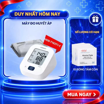 (Dòng mới 2026 có kèm nguồn) Máy Đo Huyết Áp Omron HEM-7183T1-C EZ BT Power Lưu Trữ 30 Kết Quả Đo, Kết Nối Bluetooth