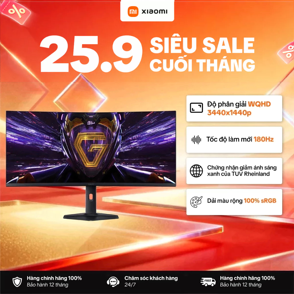Màn Hình Gaming Xiaomi Curved Gaming Monitor G34WQi 2026 | 34inch | 180Hz | 1ms | Bảo Hành 36 Tháng