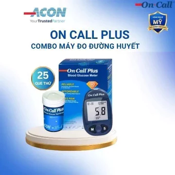 Máy Đo Đường Huyết On Call Plus Kèm Hộp 25 Que Thử Đường Huyết On Call Plus [Bảo Hành Trọn Đời]