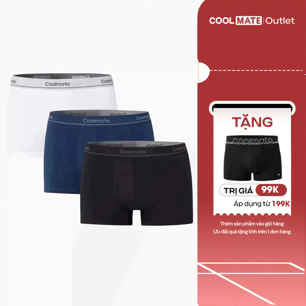 [Coolmáte Ngày Hè] Combo 3 Quần Lót Nam Trunk Cotton Stretch Coolmate hạn chế bí bức