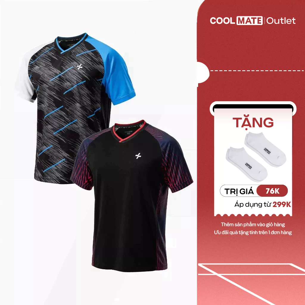 [Tặng combo 2 đôi tất] Combo 2 Áo Thun Nam Thể Thao Cầu Lông Racquet Sport Graphic Thoáng Khí -Coolmate