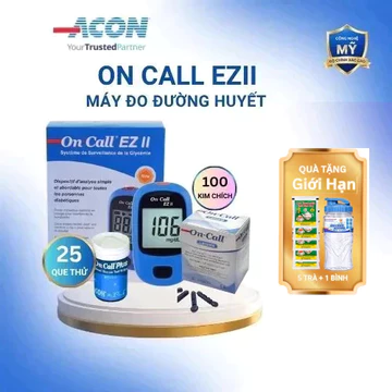 Máy Đo Đường Huyết On Call EZ II Kèm Hộp 25 Que Thử Đường Huyết Và 100 Kim Lấy Máu [Bảo Hành Trọn Đời]