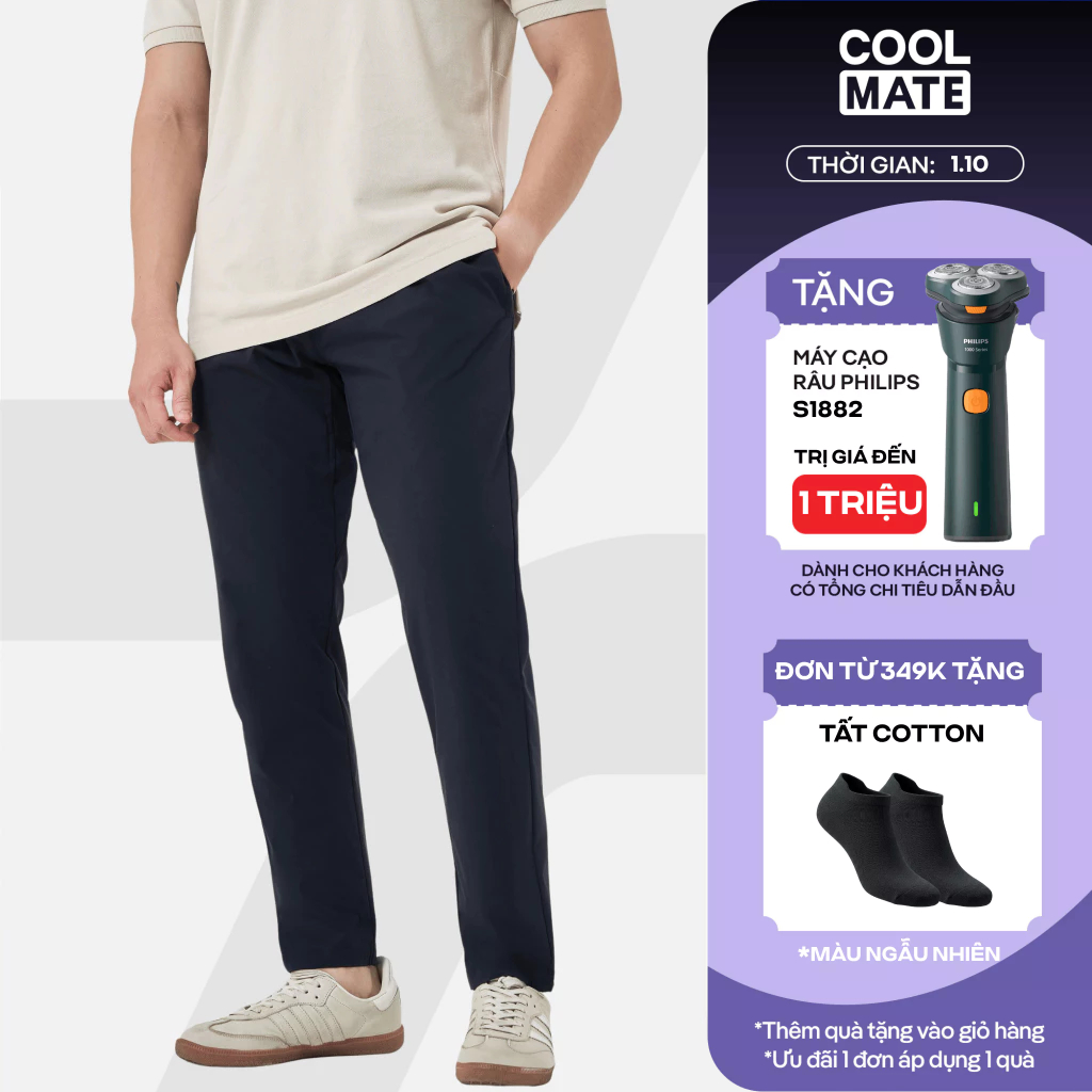 [1.10 TẶNG QUÀ ĐƠN 349K]Quần dài nam Daily Pants sợi Sorona, nhuộm Cleandye siêu nhẹ chống nhăn chống tia UV - Coolmate