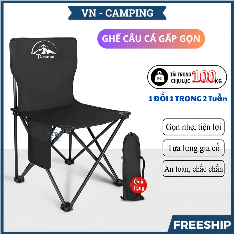 Ghế Camping Ngả Lưng Tmountain Gấp Gọn Thư Giãn Dã Ngoại Du Lịch Cao Cấp