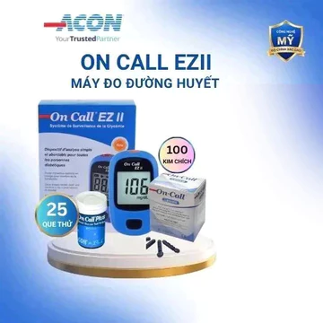Máy Đo Đường Huyết On Call EZ II Kèm Hộp 25 Que Thử Đường Huyết Và 100 Kim Lấy Máu [Bảo Hành Trọn Đời]