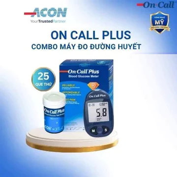 Máy Đo Đường Huyết On Call Plus Kèm Hộp 25 Que Thử Đường Huyết On Call Plus [Bảo Hành Trọn Đời]