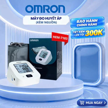 (Mới 2026 Có Nguồn) Máy Đo Huyết Áp Omron EZ Power HEM-7183-C Chỉ Báo Huyết Áp Cao & Xu Hướng Huyết Áp