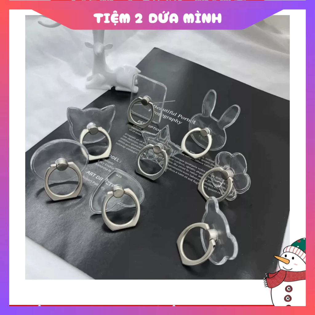 Giá đỡ điện thoại dạng nhẫn đeo tay trong suốt / Vòng Nhẫn Xỏ Ngón Kiêm Giá Đỡ Điện Thoại/ Iring