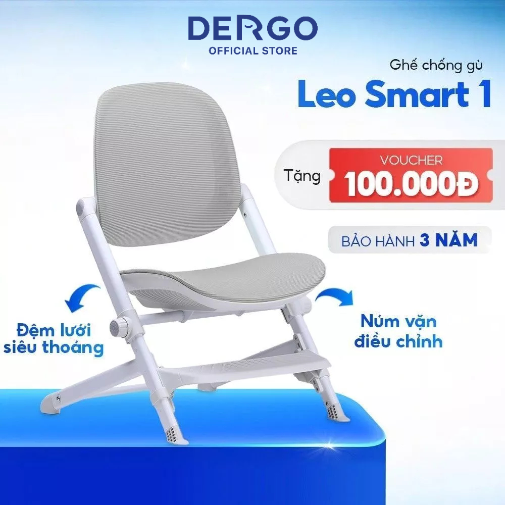 [MỚI 2026 - VOUCHER 100K] Ghế Chống Gù DERGO LEO Smart 1 Hỗ Trợ Tư Thế Ngồi Chuẩn Cho Bé, Thiết Kế Full Lưới