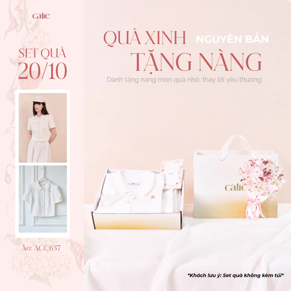 (SET QUÀ 20/10) Áo tuypsy cổ sen tay bồng viền ren thanh lịch, dáng nữ tính thời trang nữ Calie ACC637
