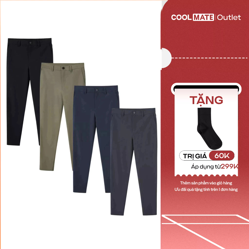 [Tặng tất lười đơn 299k]  Quần Dài NamKaki ECC Pants Form Dáng SlimFit Vải Cao Cấp Không Nhăn Coolmate