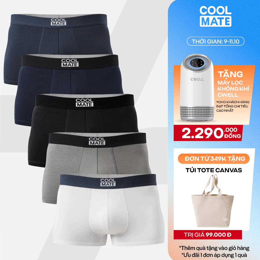 [TẶNG QUÀ ĐƠN 349K]Combo 5 quần lót sịp nam Trunk Bamboo Lenzing Modal Airmesh mềm mại kháng khuẩn khử mùi Coolmate