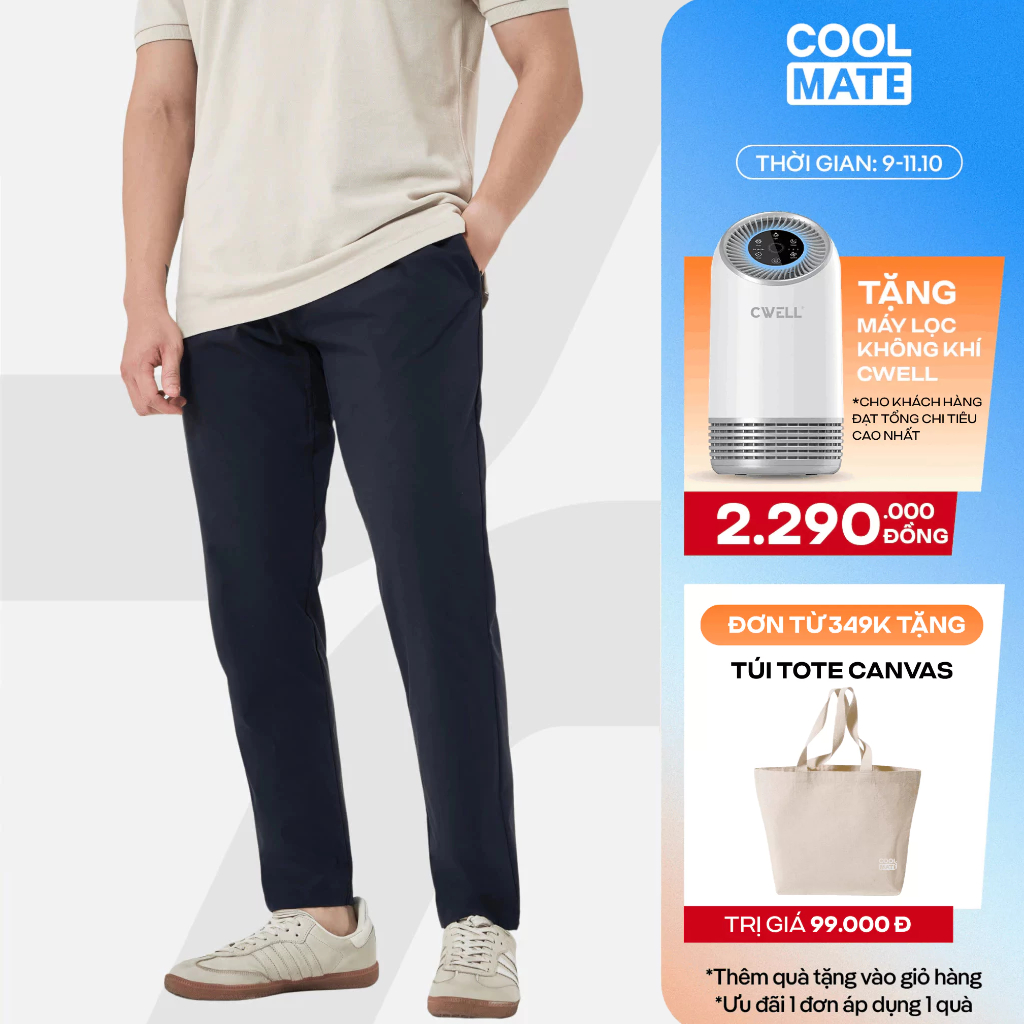 [TẶNG QUÀ ĐƠN 349K]Quần dài nam Daily Pants sợi Sorona, nhuộm Cleandye siêu nhẹ chống nhăn chống tia UV - Coolmate