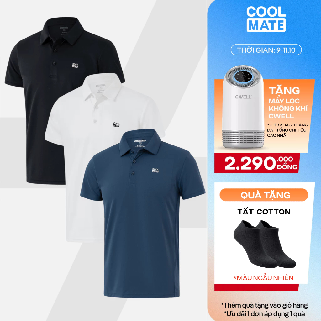 [TẶNG TẤT]Combo 03 Áo Polo thể thao nam ProMax-S1, Áo đa năng Gym Chạy bộ Pickleball thoáng KHÍ Coolmate