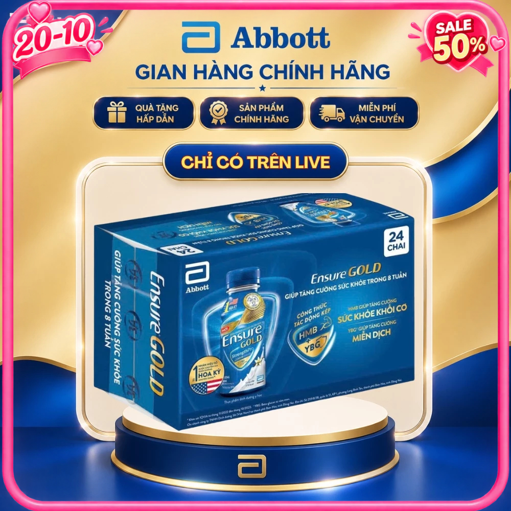 Thùng 24 Chai Sữa Nước Ensure Gold 237mL Giúp Cải Thiện Tình Trạng Dinh Dưỡng