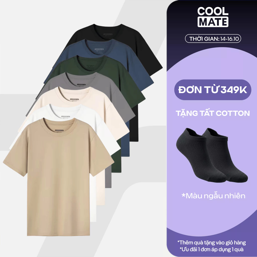 [TẶNG QUÀ ĐƠN 349K]Áo thun nam TShirt Basic Cotton 100% 220gsm dày dặn mềm mại Coolmate