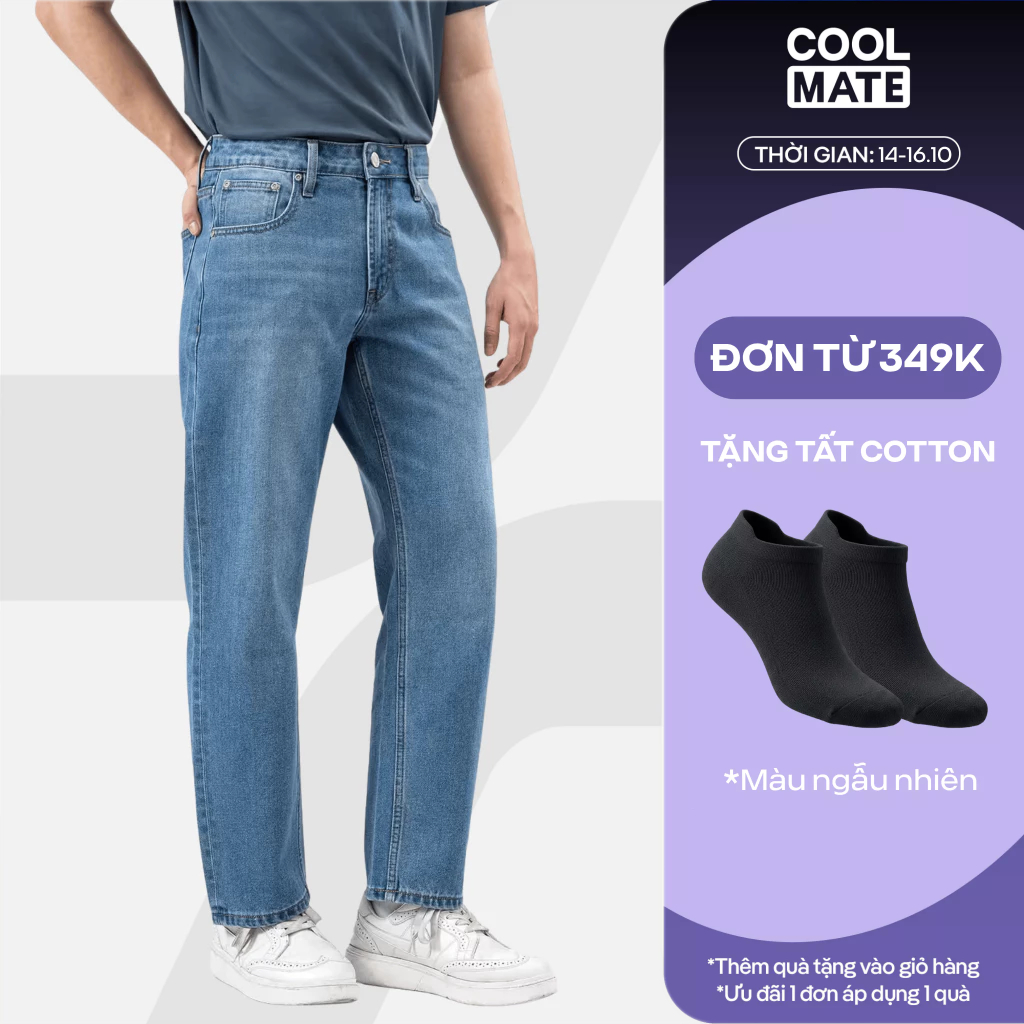 Quần Jeans Basics dáng suông rộng Regular Straight dày dặn, quần dài đi làm đi chơi Coolmate