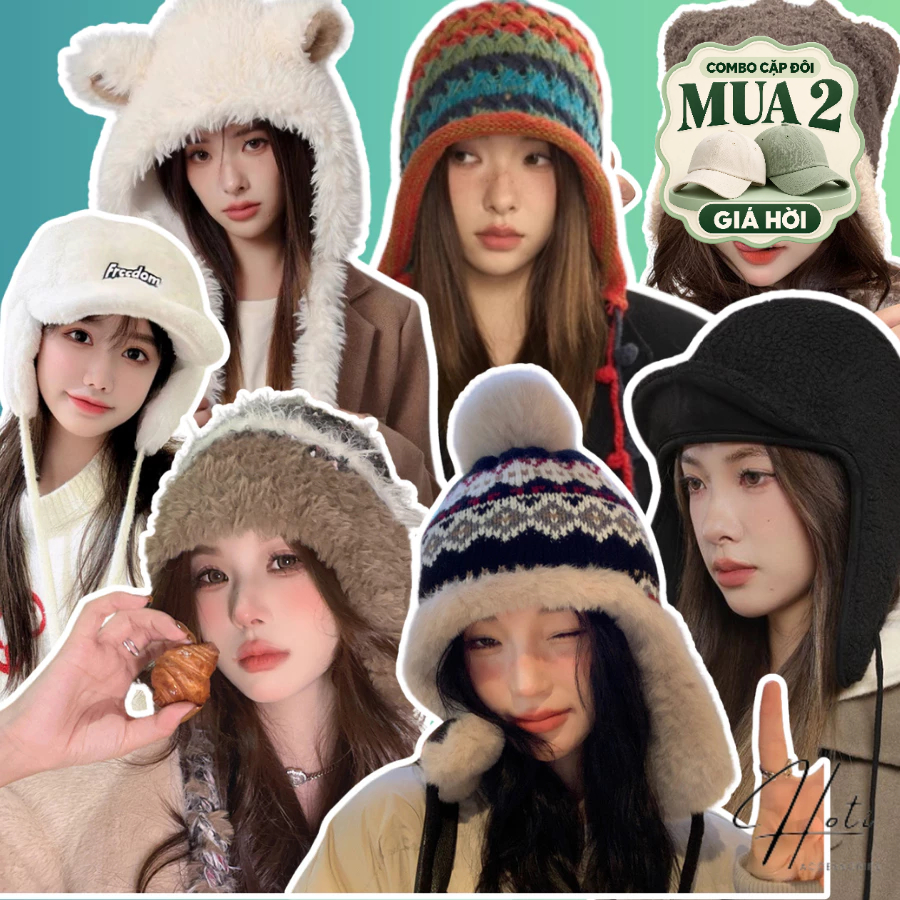 Mũ Len Chùm Tai Nam Nữ, Nón Len Unisex Chụp Tai Giữ Ấm Tốt Hottrend Thời Trang Thu Đông Nhiều Mẫu - HOTI - NL031