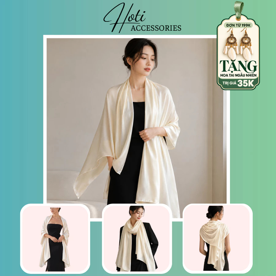 Khăn Choàng Cổ Lụa Unisex, Khăn Lụa Cao Cấp Dáng Dài Trơn Nhiều Màu Phối Đồ Phong Cách Tinh Tế - HOTI - KS116