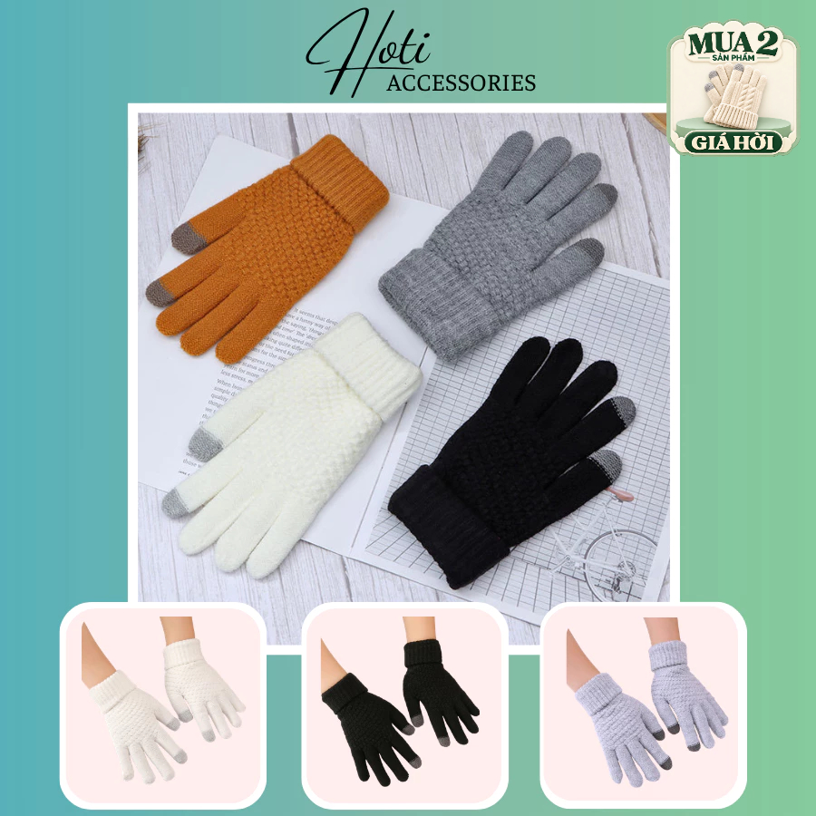 Găng Tay Len Nam Nữ Unisex, Bao Tay Dày Trơn  Giữ Ấm Chống Tia UV Thời Trang Bốn Mùa Nhiều Màu  - HOTI - GT001