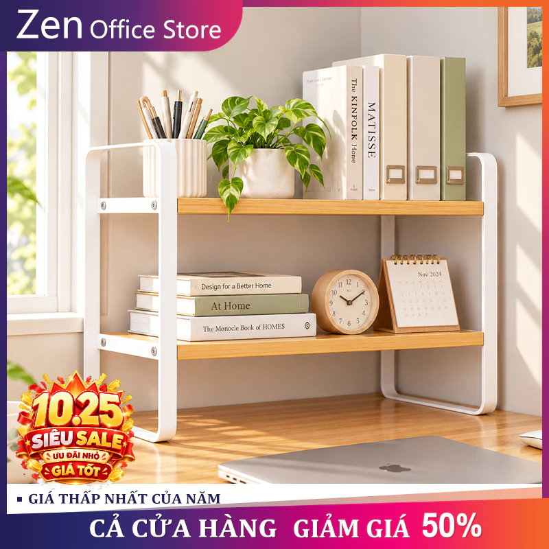 ZEN Kệ Sách để bàn Thanh lịch Dễ phối Giá đỡ để trên bàn làm màn hình kệ lưu trữ