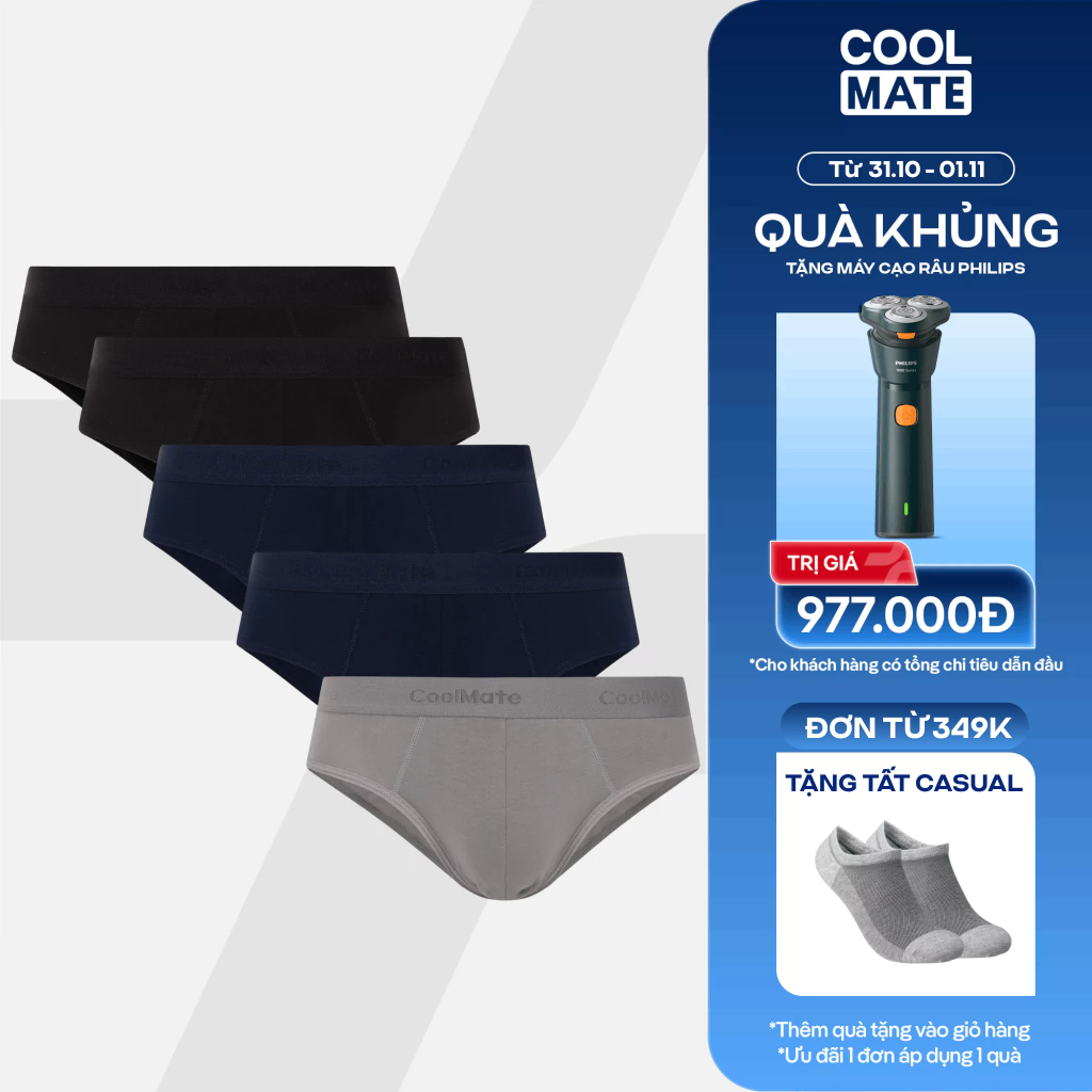 [31.10 TẶNG QUÀ ĐƠN 349K]Combo 5 quần lót nam tam giác Cotton Coolmate (màu ngẫu nhiên)