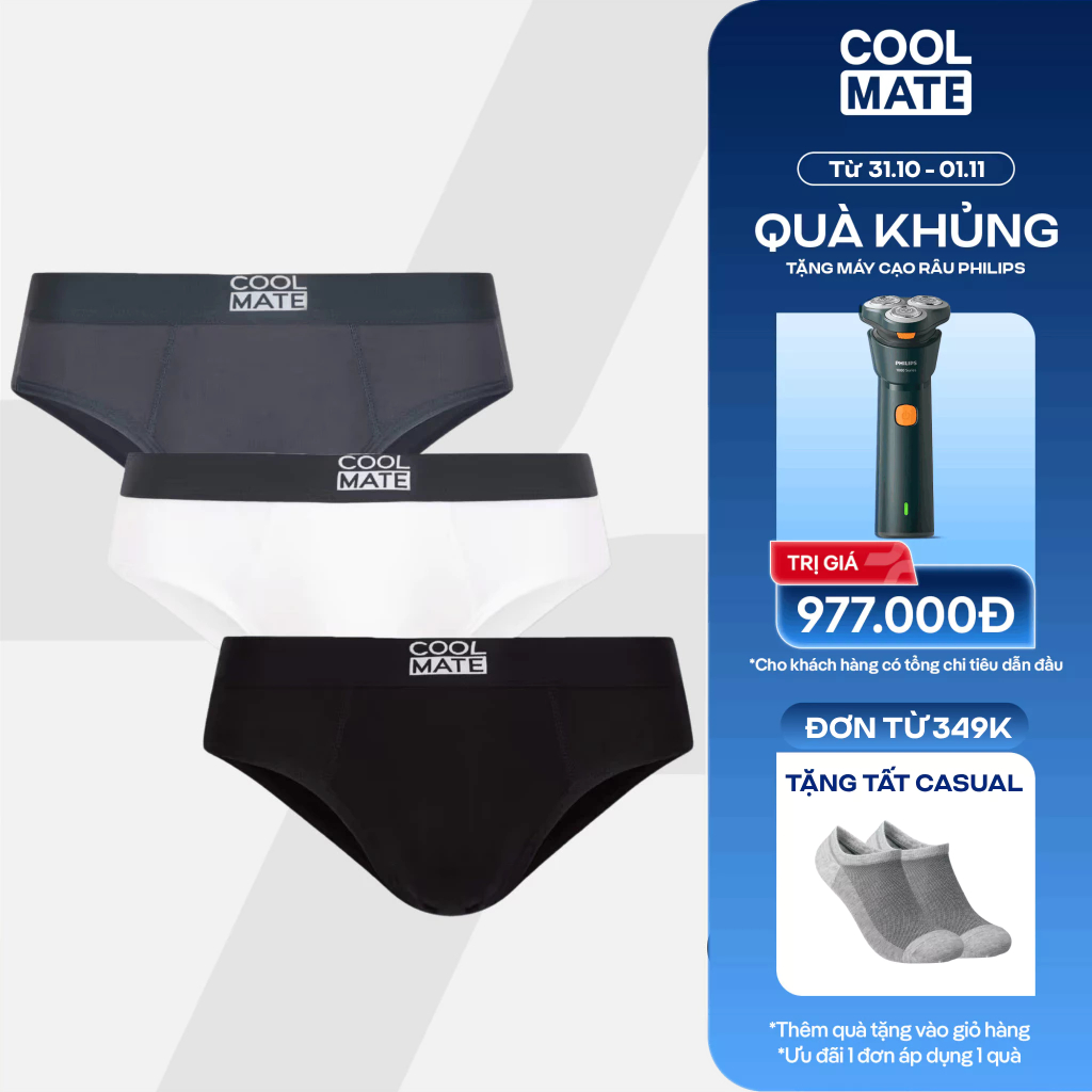 [31.10 TẶNG QUÀ ĐƠN 349K]Combo 3 Quần lót tam giác nam BRIEF BAMBOO mềm mại, thấm hút, kháng khuẩn Coolmate